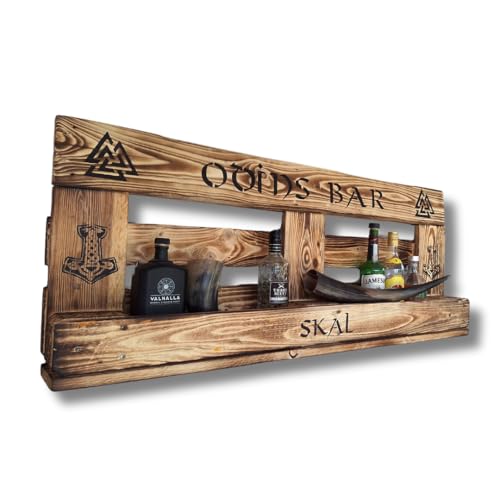 Wikinger Wandbar – Holz rustikal mit Getränkspender & Flaschenhalter für Whisky und Gin - 4