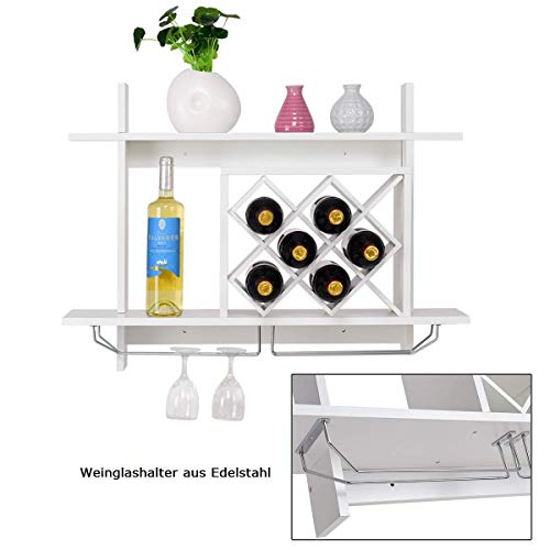 COSTWAY Weinregal zur Wandmontage aus Holz hängend in Weiß - 5