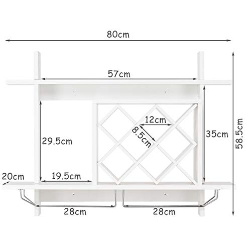 COSTWAY Weinregal zur Wandmontage aus Holz hängend in Weiß - 6