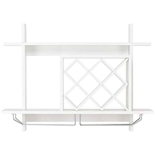 COSTWAY Weinregal zur Wandmontage aus Holz hängend in Weiß - 7